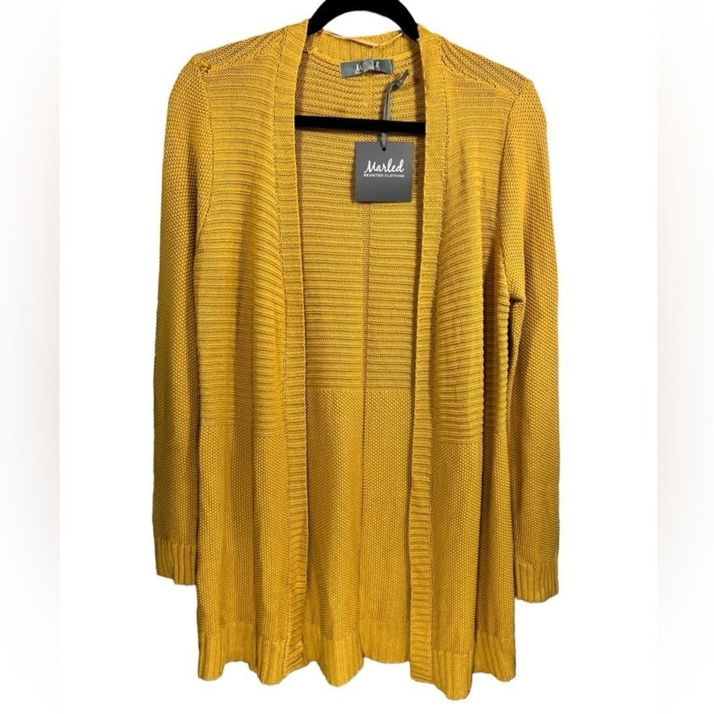 NWT Marled Reunited Clothing Caramel Gold Open Front Knit Cardigan Size Small